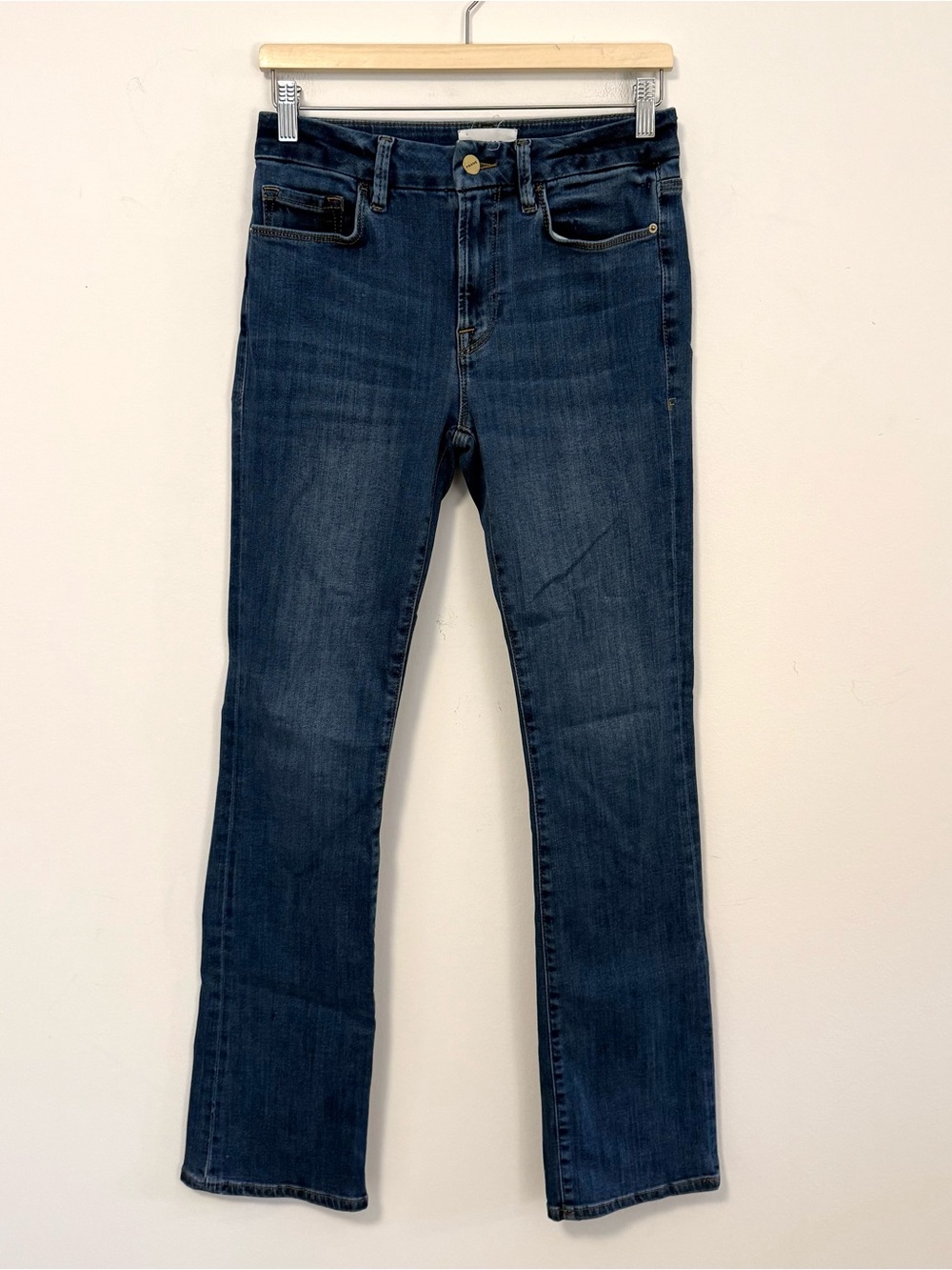 FRAME Le Mini Boot Jeans Size 27 Blue Stretch Mid Rise Bootcut Flare Denim